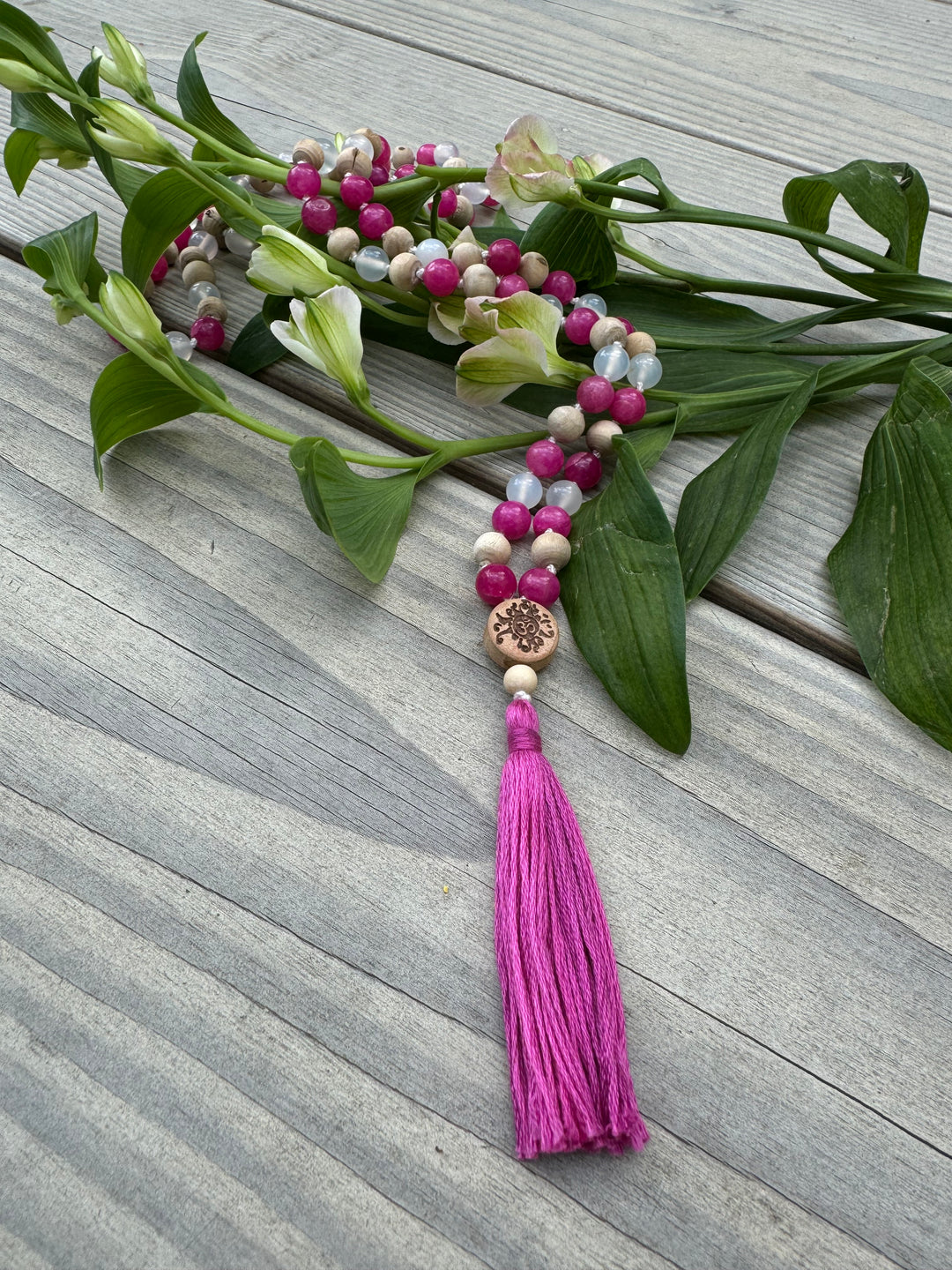 Mala online kaufen Achat pink und weiß mit Tulsi