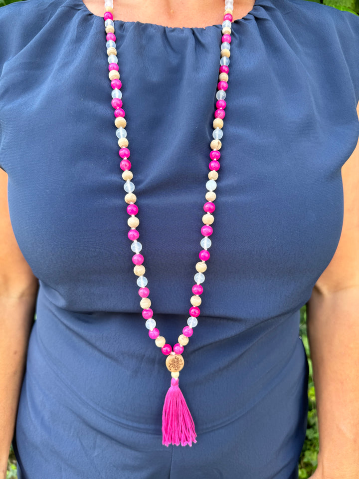 Mala online kaufen Achat pink und weiß mit Tulsi