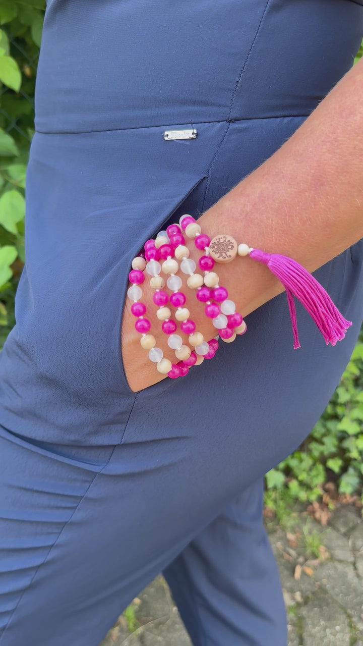 Mala online kaufen Achat pink und weiß mit Tulsi